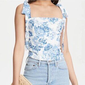 Reformation Ellora Top - Blue Floral Olympia Print - Size 10 - Worn Once